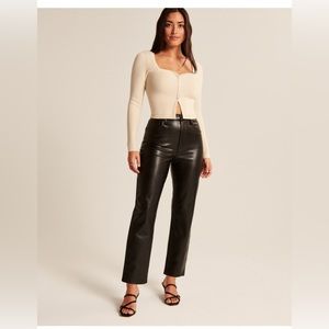 Abercrombie & Fitch Curve Love Leather Ankle Straight Pant
